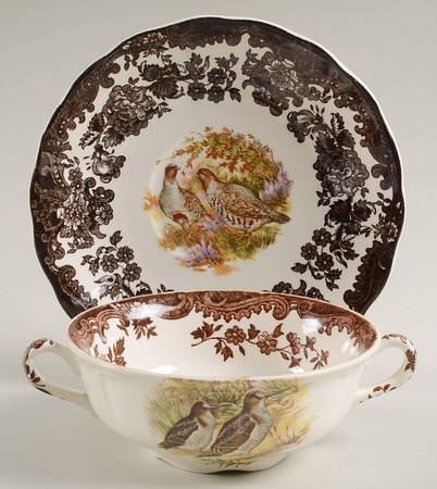 Game Series (Birds) Flat Cream Soup Bowl & Saucer Set