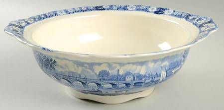Thames River Scenes Blue Round Vegetable No Lid