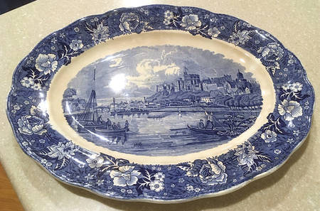 Thames River Scenes Blue 16" Oval Serving Platter
