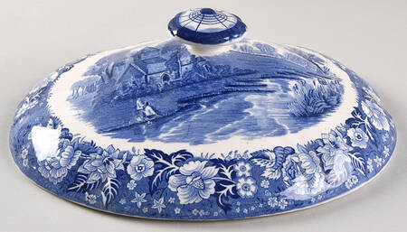 Thames River Scenes Blue Lid for Oval Tureen