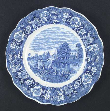 Thames River Scenes Blue Luncheon Plate