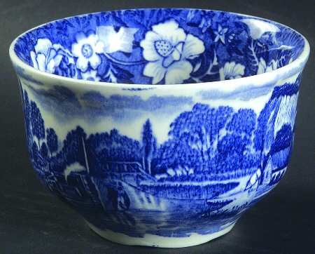 Thames River Scenes Blue Open Sugar Bowl
