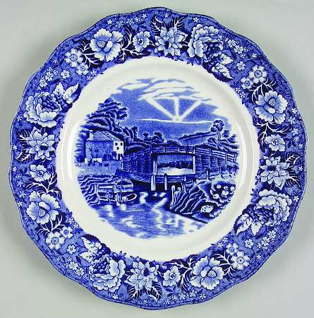 Thames River Scenes Blue Salad Plate