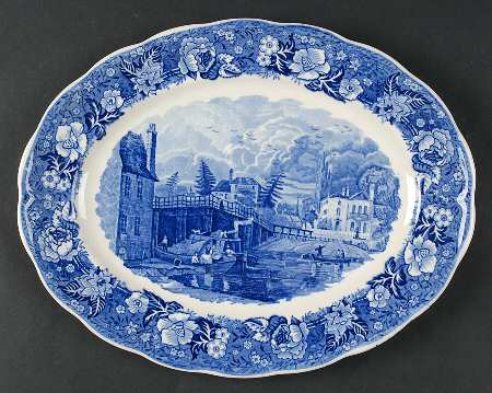 Thames River Scenes Blue 12" Oval Serving Platter