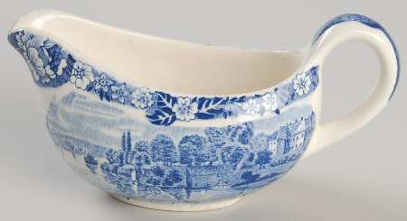 Thames River Scenes Blue Individual Gravy Boat