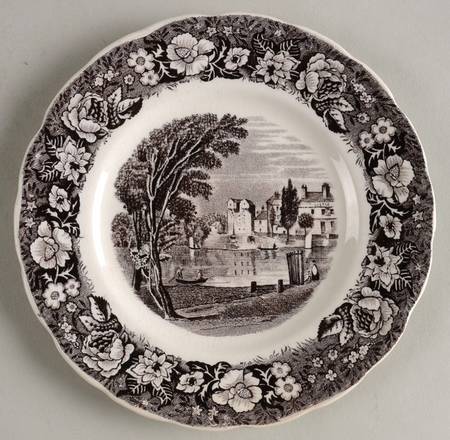 Thames River Scenes Black Bread & Butter Plate