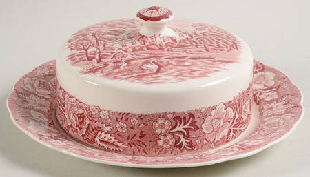 Thames River Scenes Pink Round Covered Butter