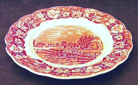 Thames River Scenes Pink Dessert/Pie Plate