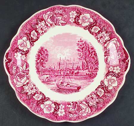 Thames River Scenes Pink Handled Cake Plate