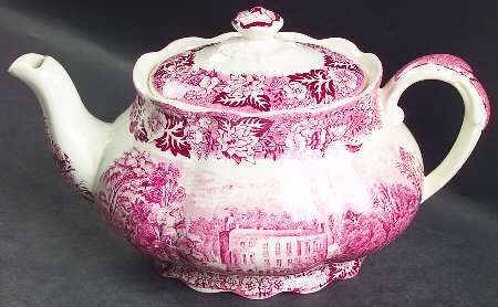 Thames River Scenes Pink Teapot & Lid