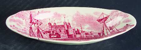 Thames River Scenes Pink Tray for Salt and Pepper Set