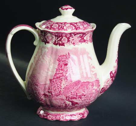 Thames River Scenes Pink Coffee Pot & Lid