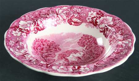 Thames River Scenes Pink Rim Cereal Bowl
