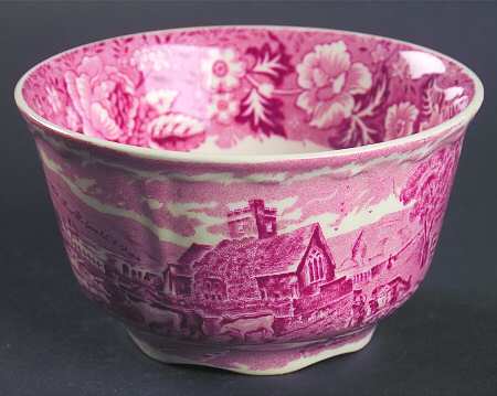 Thames River Scenes Pink Open Sugar Bowl