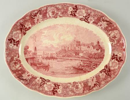 Thames River Scenes Pink 16" Oval Serving Platter