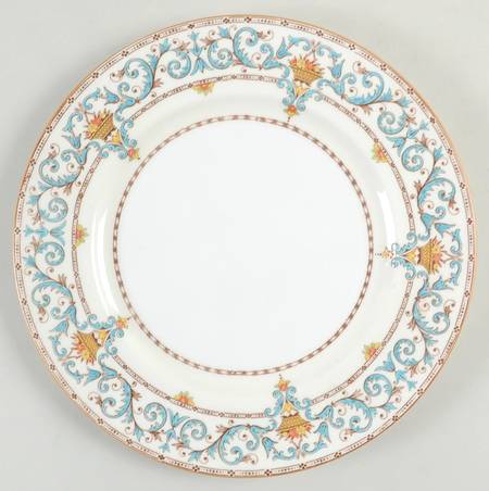 Adam (Aqua Scrolls) Luncheon Plate