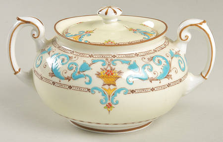 Adam (Aqua Scrolls) Sugar Bowl & Lid