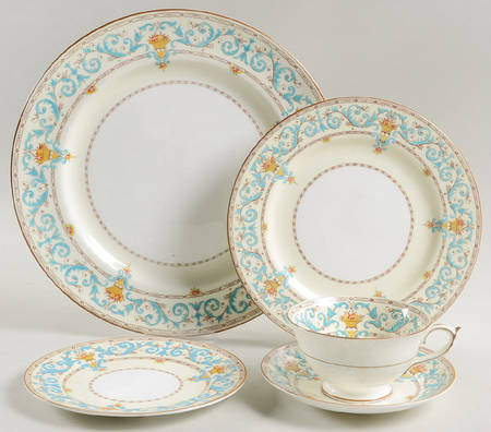 Adam (Aqua Scrolls) 5 Piece Place Setting