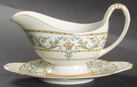 Adam (Aqua Scrolls) Gravy Boat & Underplate