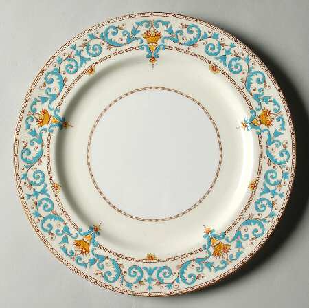 Adam (Aqua Scrolls) Large Dinner Plate