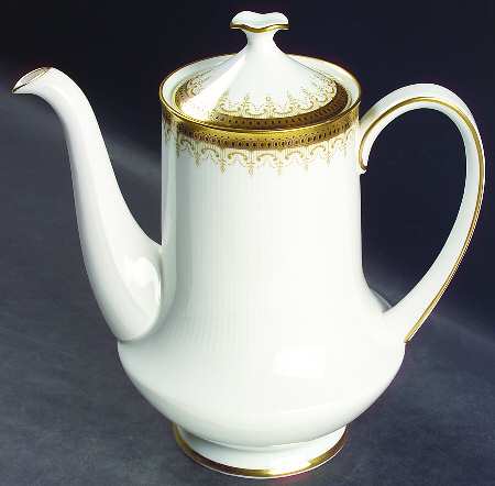 Athena (Gold Border with Black Dots) Coffee Pot & Lid