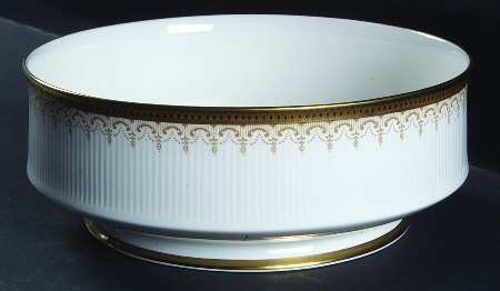 Athena (Gold Border with Black Dots) 8" Round Vegetable Bowl