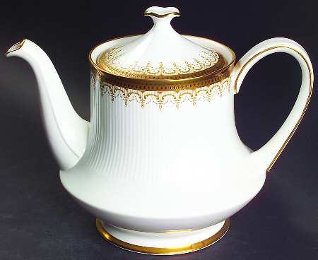 Athena (Gold Border with Black Dots) Teapot & Lid