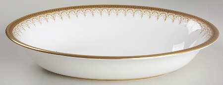 Athena (Gold Border with Black Dots) 10" Oval Vegetable Bowl
