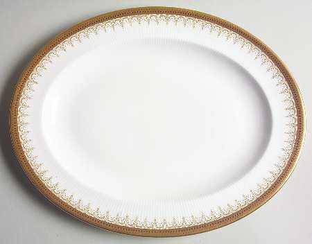 Athena (Gold Border with Black Dots) 13" Oval Serving Platter