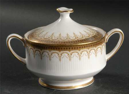 Athena (Gold Border with Black Dots) Sugar Bowl & Lid