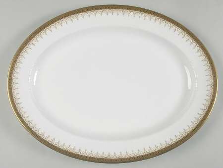 Athena (Gold Border with Black Dots) 16" Oval Serving Platter