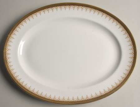 Athena (Gold Border with Black Dots) 15" Oval Serving Platter