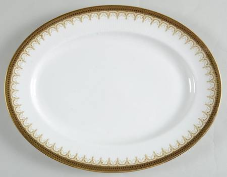 Athena (Gold Border with Black Dots) 13" Oval Serving Platter
