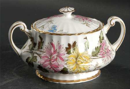 Autumn Glory (Pink & Yellow Flowers) Sugar Bowl & Lid
