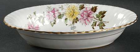 Autumn Glory (Pink & Yellow Flowers) 10" Oval Vegetable Bowl