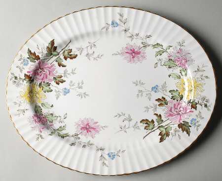 Autumn Glory (Pink & Yellow Flowers) 16" Oval Serving Platter