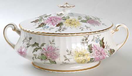 Autumn Glory (Pink & Yellow Flowers) Round Covered Vegetable