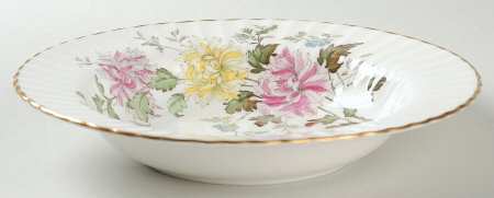 Autumn Glory (Pink & Yellow Flowers) Rim Soup Bowl