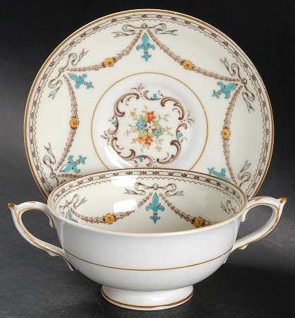 Beaupre Footed Cream Soup Bowl & Saucer Set