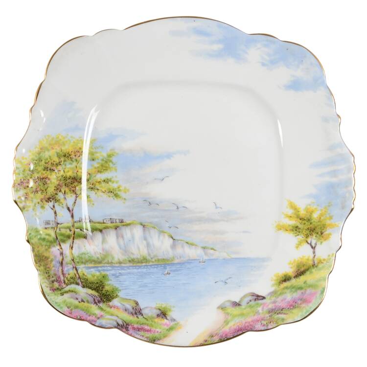 Cliffs of Dover Square Handled Cake Plate