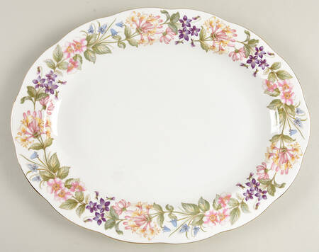 Country Lane (Scalloped Flat Rim) 13" Oval Serving Platter