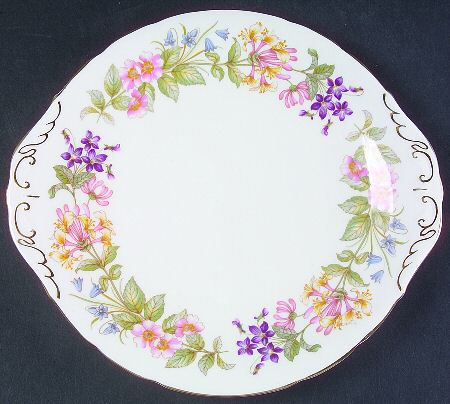 Country Lane (Scalloped Flat Rim) Handled Cake Plate