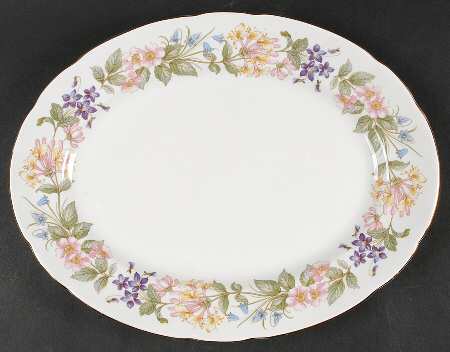 Country Lane (Scalloped Flat Rim) 13" Oval Serving Platter