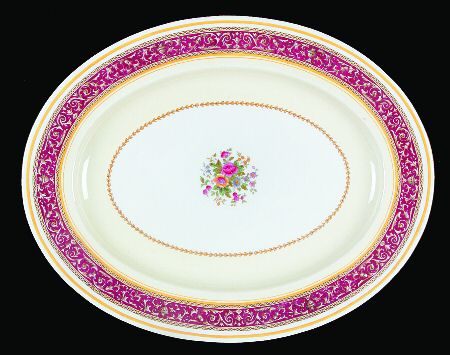 Corinthian Maroon (Gold Trim) 18" Oval Serving Platter