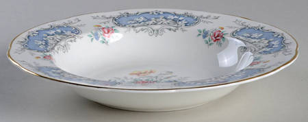 Dubarry (Scalloped, Blue Panels, Pink Roses) Rim Soup Bowl