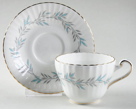 Elgin Blue (Aqua & Gray) Flat Cup & Saucer Set