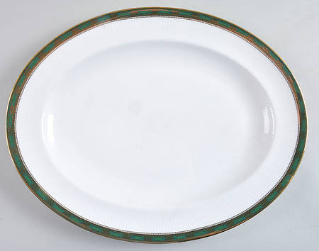Elgin (Green & Gold) 13" Oval Serving Platter