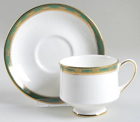 Elgin (Green & Gold) Footed Cup & Saucer Set