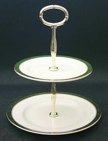 Elgin (Green & Gold) 2-Tiered Serving Tray (Salad & Bread/Butter Plate)