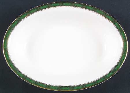 Elgin (Green & Gold) 10" Oval Vegetable Bowl